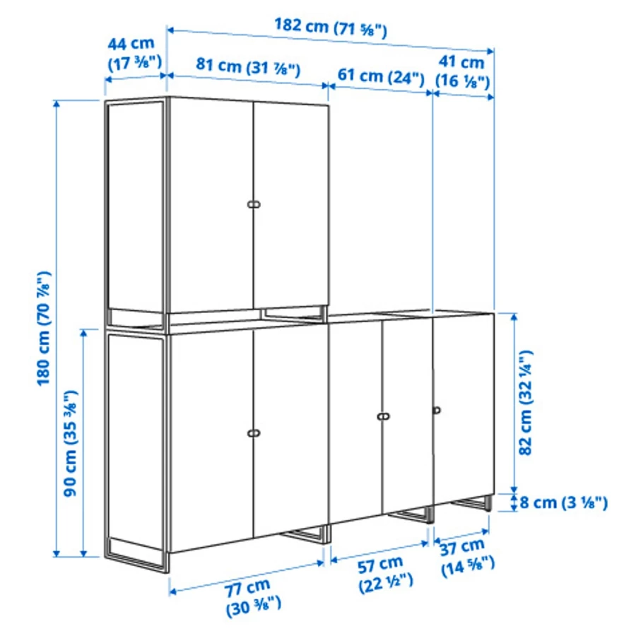 Книжный шкаф - JOSTEIN IKEA/ ЙОСТЕЙН ИКЕА,  182х180 см, белый (изображение №4)