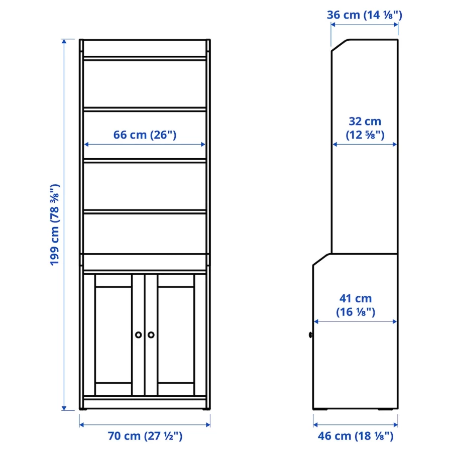 Открытый шкаф - HAUGA IKEA/ХАУГА ИКЕА, 46х70х199 см, серый (изображение №9)