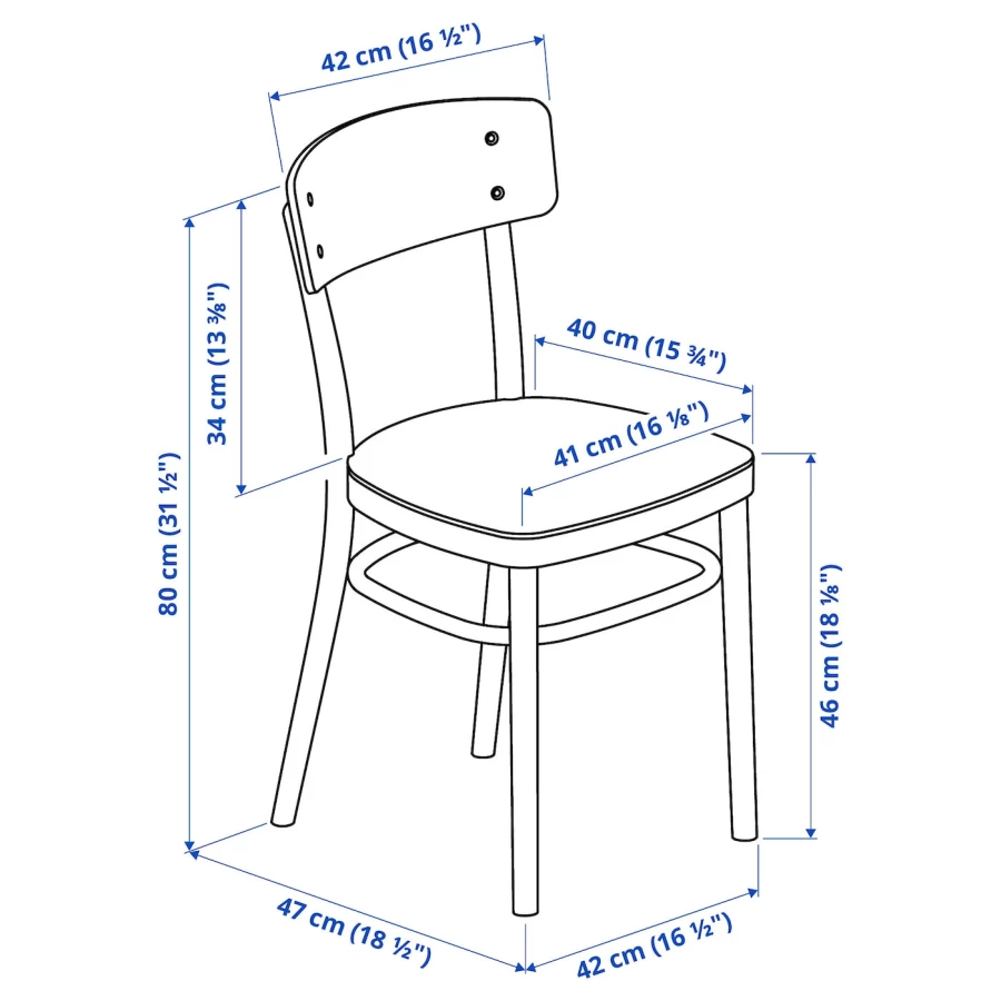 Стол и 4 стула - EKEDALEN / IDOLF  IKEA/ ЭКЕДАЛЕН/ИДОЛЬФ ИКЕА, 180/120 см, бежевый/черный (изображение №7)