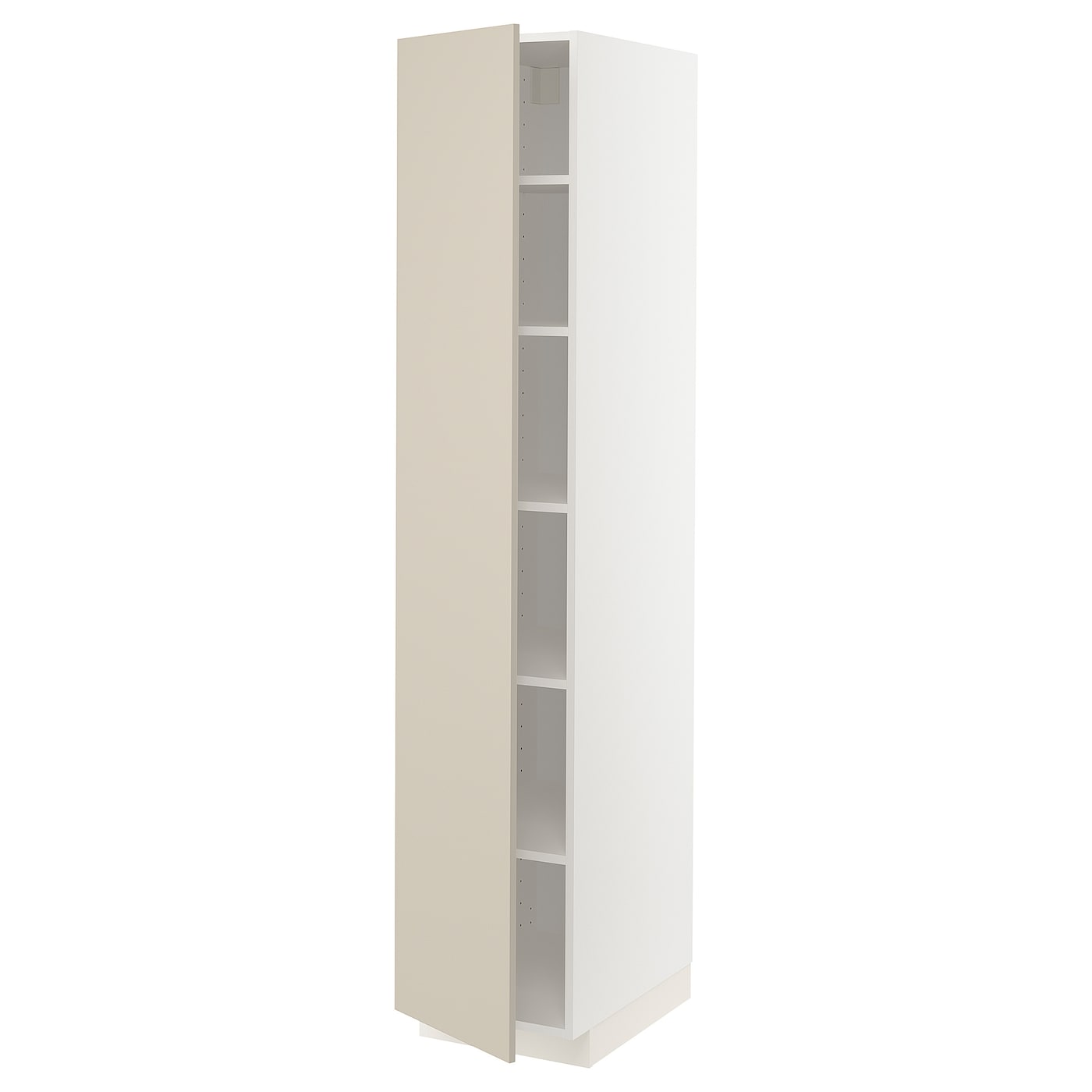 Высокий кухонный шкаф с полками - IKEA METOD/МЕТОД ИКЕА, 200х60х40 см, белый/бежевый
