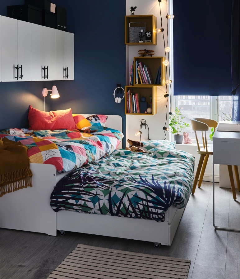 Каркас кровати с нижним спальным местом - IKEA SLÄKT/LURÖY/SLAKT/LUROY, 200х90 см, белый, СЛЭКТ/ЛУРОЙ ИКЕА (изображение №4)