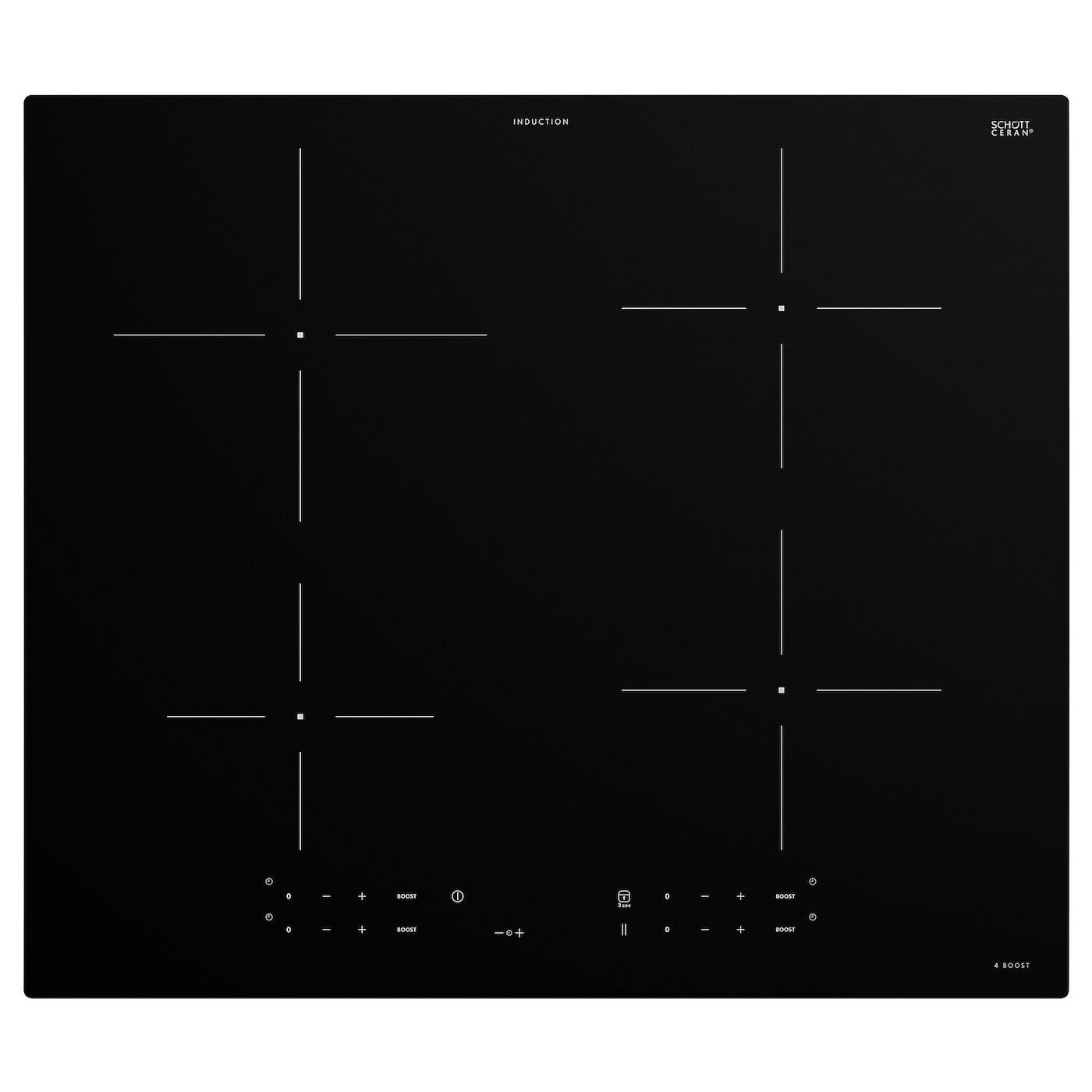 Индукционная варочная панель -  TREVLIG IKEА/ ТРЕВЛИГ ИКЕА,  59 см, черный
