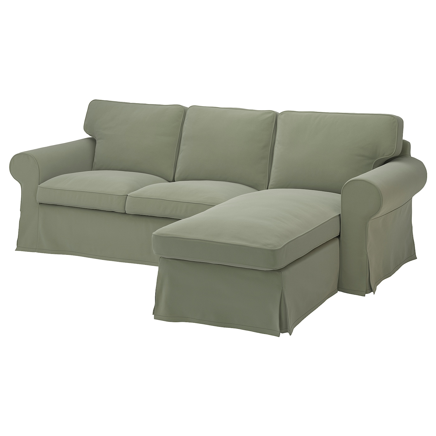 3-местный диван с шезлонгом - IKEA EKTORP, 88x88x252см, светло-зеленый, ЭКТОРП ИКЕА