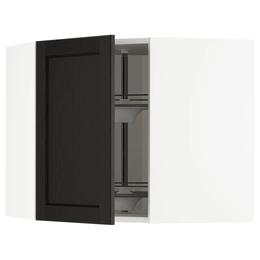 Угловой навесной шкаф с каруселью - METOD  IKEA/  МЕТОД ИКЕА, 60х68 см, белый/черный (изображение №1)