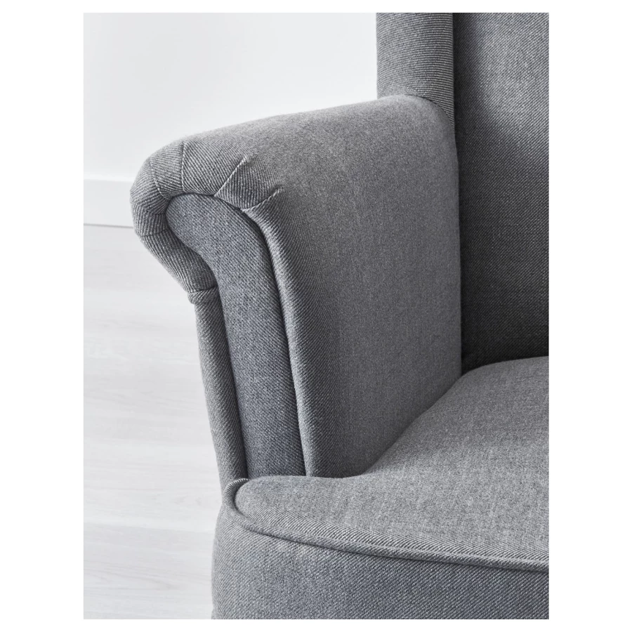 Кресло с подголовником - IKEA STRANDMON, 82х96х101 см, серый, СТРАНДМОН ИКЕА (изображение №7)