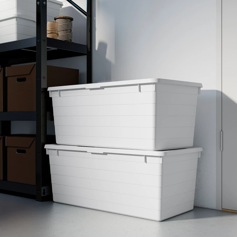 Коробка с крышкой - SOCKERBIT  IKEA/ СОККЕРБИТ ИКЕА, 38х76х30  см, белый (изображение №7)