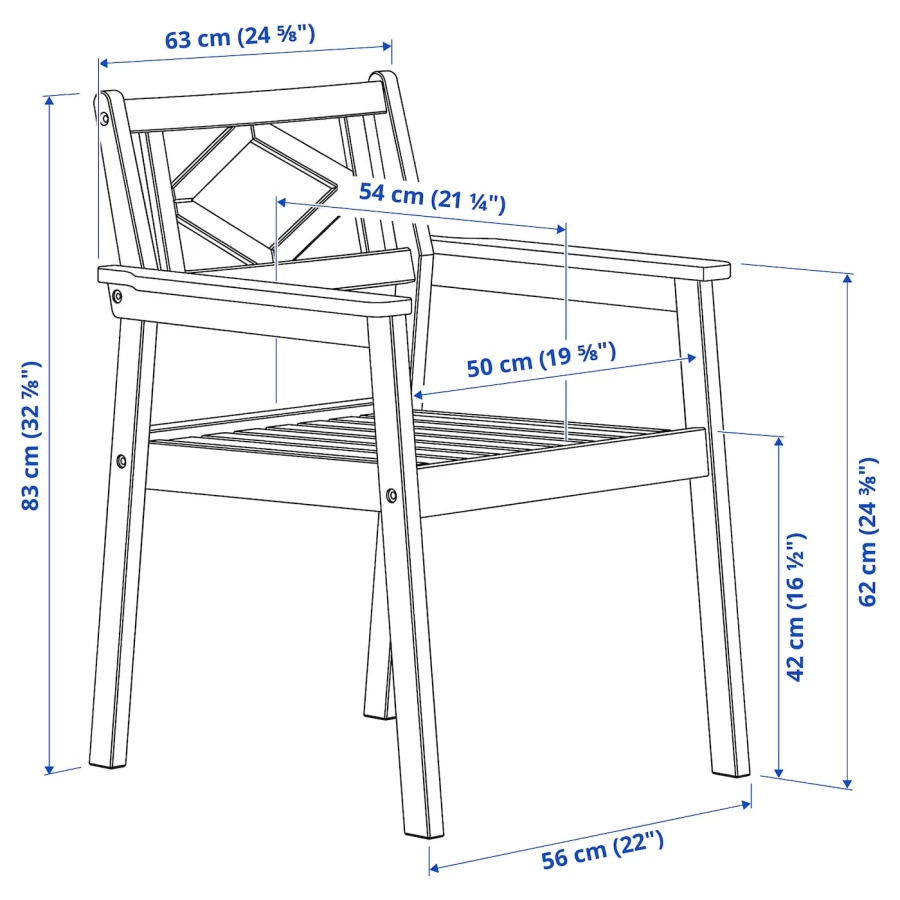 Садовое кресло - BONDHOLMEN IKEA/  БОНДХОЛЬМЕН ИКЕА,  83х63 см, белый (изображение №5)