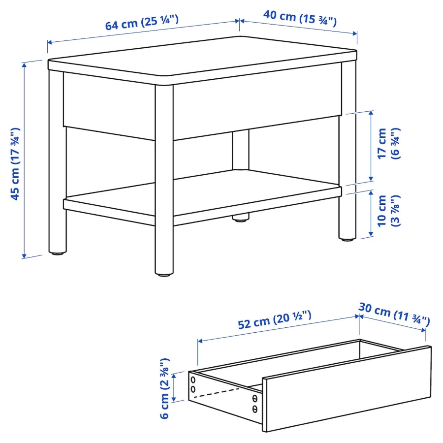 Журнальный столик - TONSTAD IKEA/ ТОНСТАД ИКЕА, 64x40 см, кремовый/белый (изображение №5)