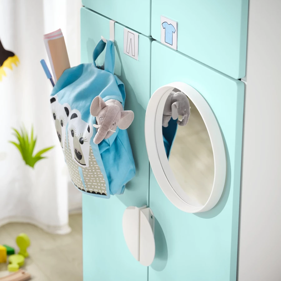 Шкаф детский - IKEA PLATSA/SMÅSTAD/SMASTAD, 60x40x180 см, белый/голубой, ИКЕА (изображение №3)