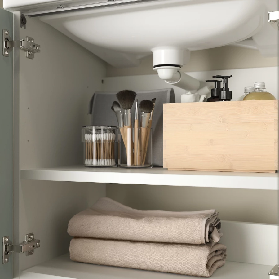 Шкаф под умывальник с 2 дверцами - ENHET / TVÄLLEN IKEA/ЭНХЕТ/ТВЕЛЛЕН ИКЕА,  65х64 см, белый/зеленый (изображение №4)