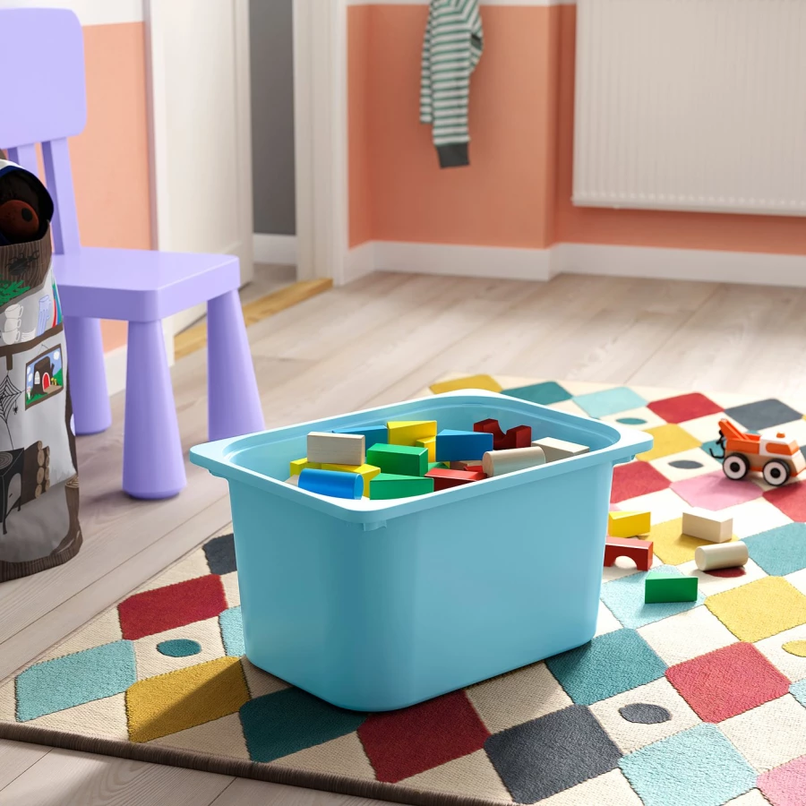 Шкаф с ящиком IKEA TROFAST/ТРУФАСТ ИКЕА, 34х44х52 см, под беленый дуб/белый/голубой (изображение №3)