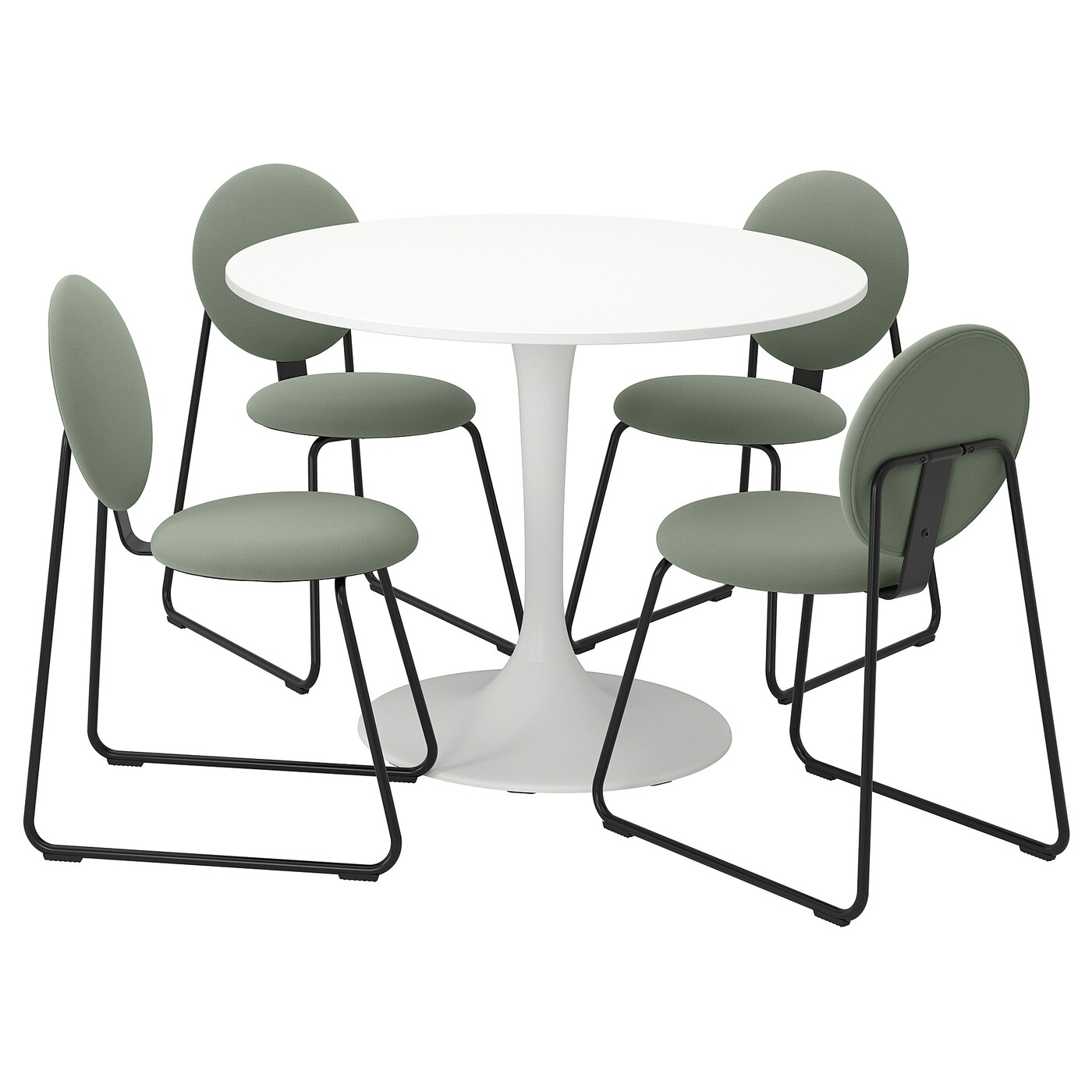 Стол и 4 стула - DOCKSTA / MÅNHULT IKEA/ ДОКСТА/МОНХУЛЬТ ИКЕА, 103х75х44  см, белый/зеленый