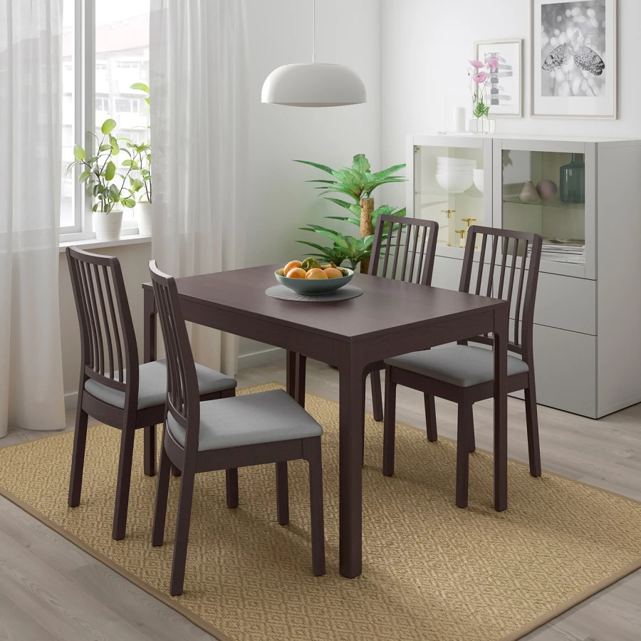 Стол и 4 стула - IKEA EKEDALEN /ЭКЕДАЛЕН ИКЕА, 120/180х80 см, темно-коричневый/серый (изображение №7)