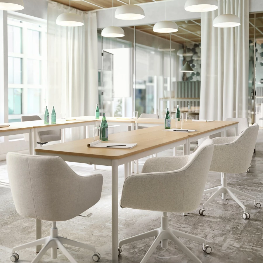 Офисный стул -  IKEA TOSSBERG/LÅNGFJÄLL/LANGFJALL, 67x67x45(57)см, бежевый/белый ТОССБЕРГ/ЛОНГФЬЕЛЛЬ ИКЕА (изображение №5)