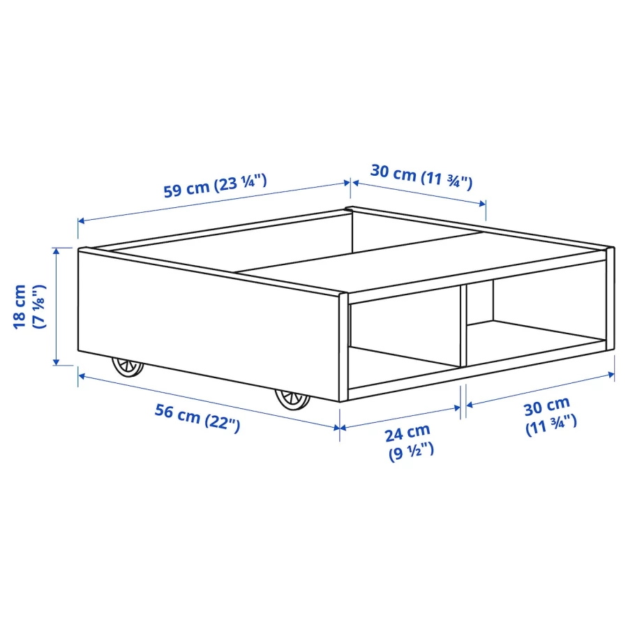 Подкроватный ящик - IKEA FREDVANG/ФРЕДВАНГ ИКЕА, 18х56х59 см, белый (изображение №6)