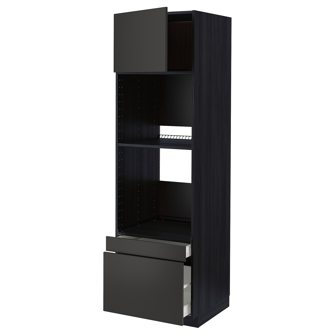 Высокий шкаф с ящиками - IKEA METOD/MAXIMERA/МЕТОД/МАКСИМЕРА ИКЕА, 200х60х60 см, черный