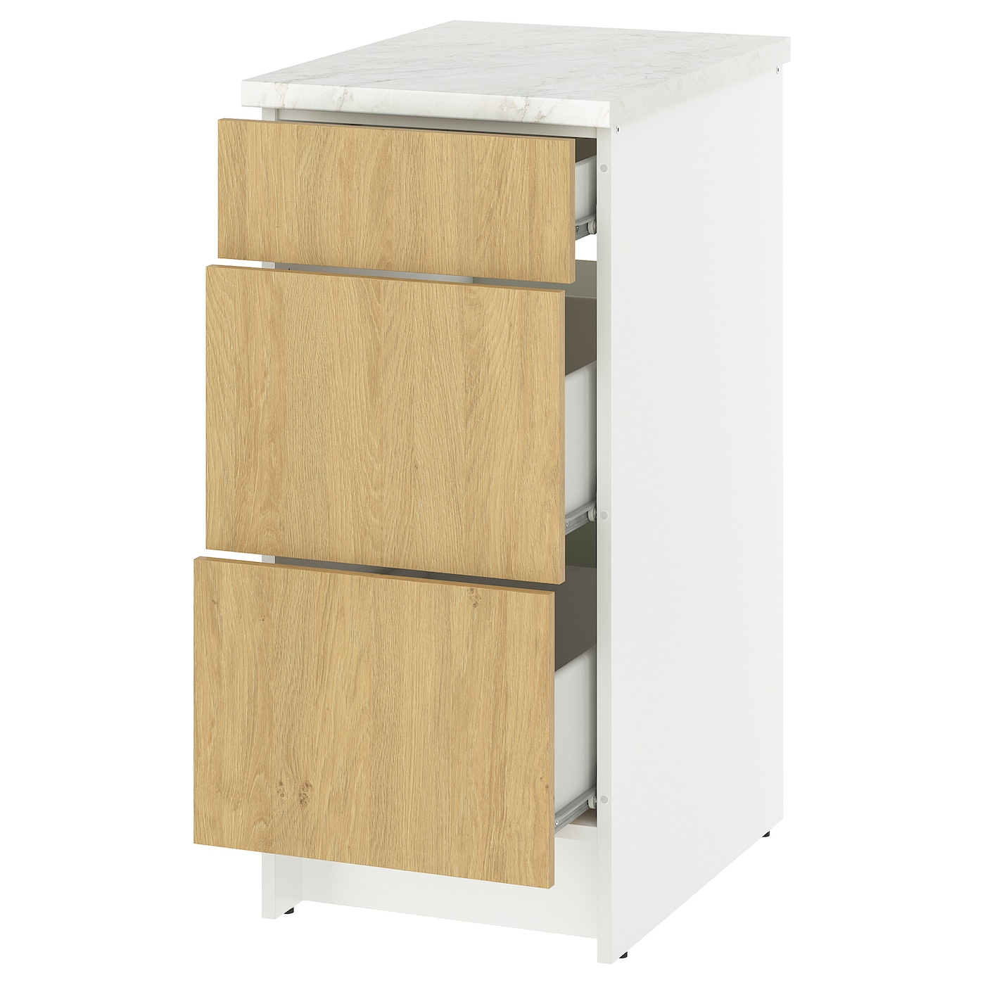 Напольный шкаф с выдвижными ящиками - IKEA KNOXHULT/КНОКСХУЛЬТ ИКЕА, 91x61x40см, белый/под беленый дуб