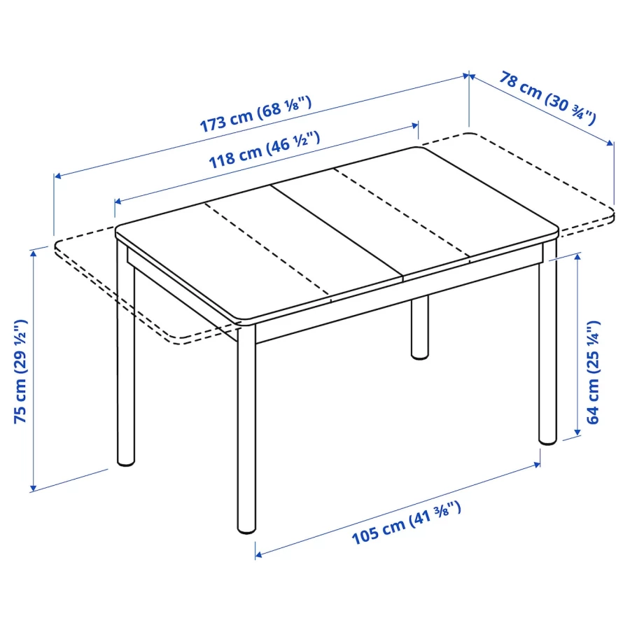 Раздвижной обеденный стол - IKEA RÖNNINGE, 173/118х78х75 см, коричневый, РЁННИНГЕ ИКЕА (изображение №5)