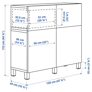 Комбинация для хранения - IKEA BESTÅ/BESTA, 120х42х112 см, под беленый дуб, БЕСТО ИКЕА