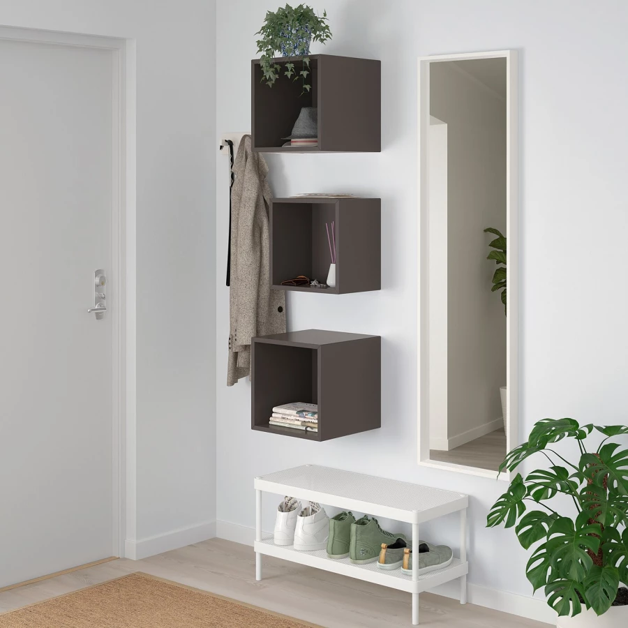 Комбинация навесных шкафов - IKEA EKET, 105x35x70 см, темно-серый, ЭКЕТ ИКЕА (изображение №3)