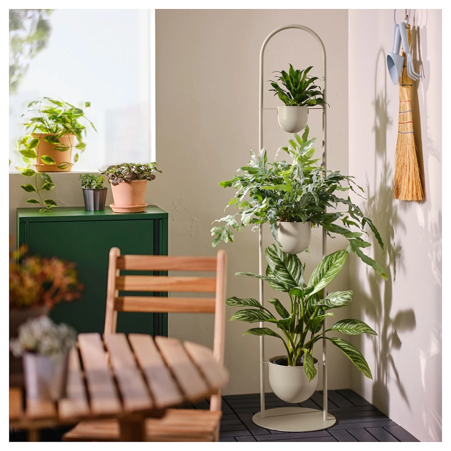 Подставка для растений с 3 горшками - IKEA DAKSJUS, бежевый, ДАКСЬЮС ИКЕА (изображение №3)