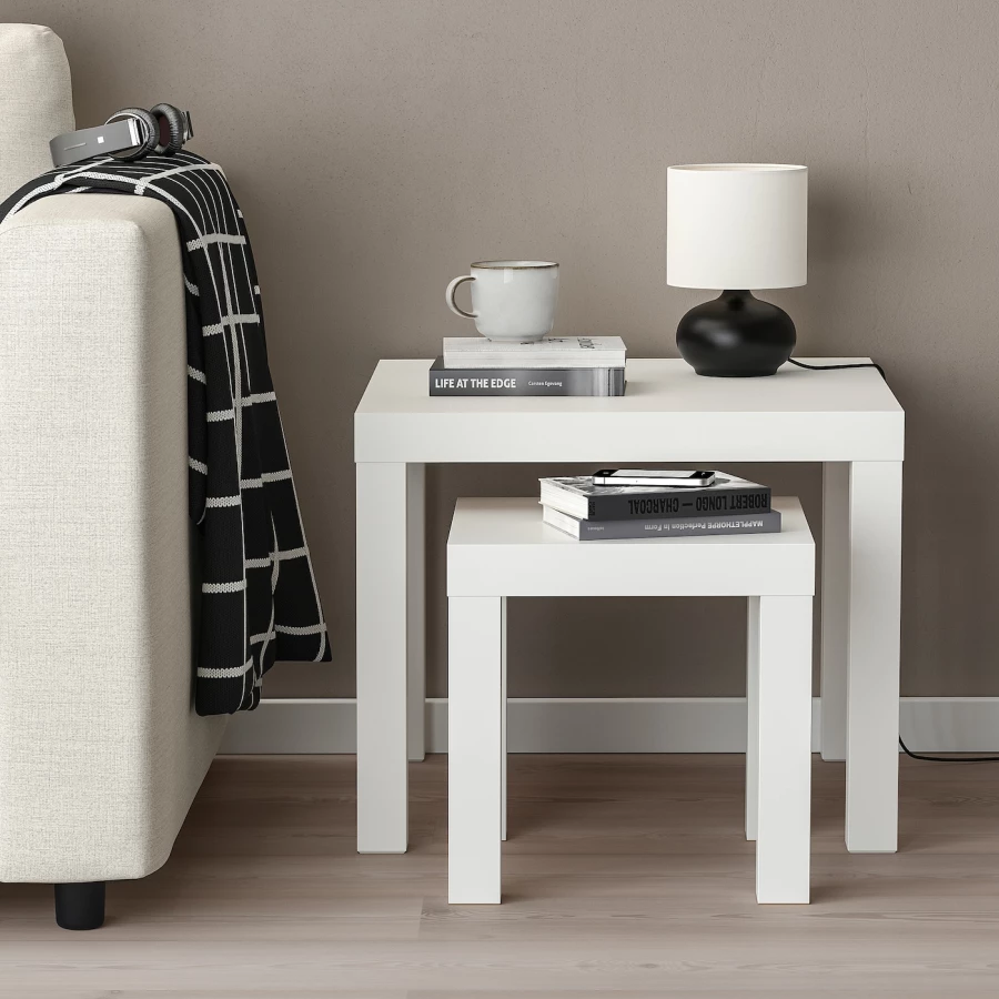 Комплект столов, 2 шт. - IKEA LACK/ИКЕА ЛАКК, белый, 35х35х35/45х55х55 см (изображение №3)