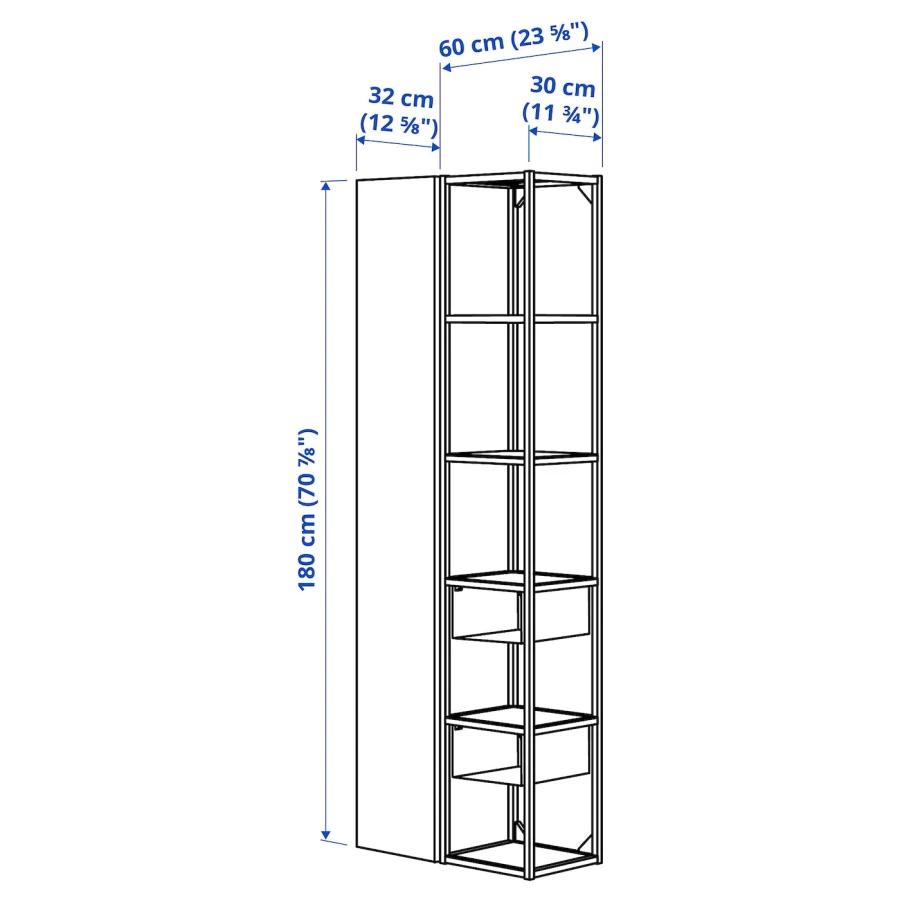 Стеллаж - IKEA ENHET, 60х32х180 см, белый/антрацит, ЭНХЕТ ИКЕА (изображение №4)