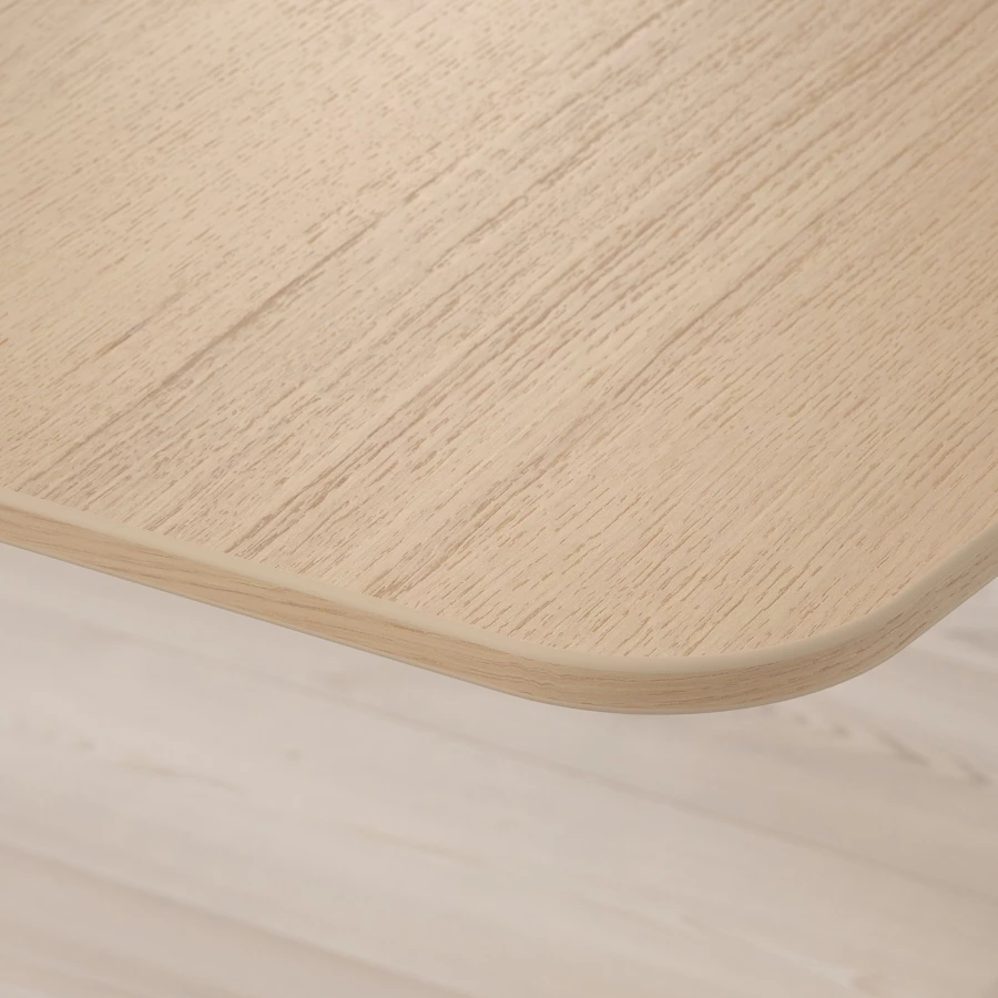 Угловой письменный стол (правый угол) - IKEA BEKANT, 160х110х65-85 см, под беленый дуб/черный, БЕКАНТ ИКЕА (изображение №4)