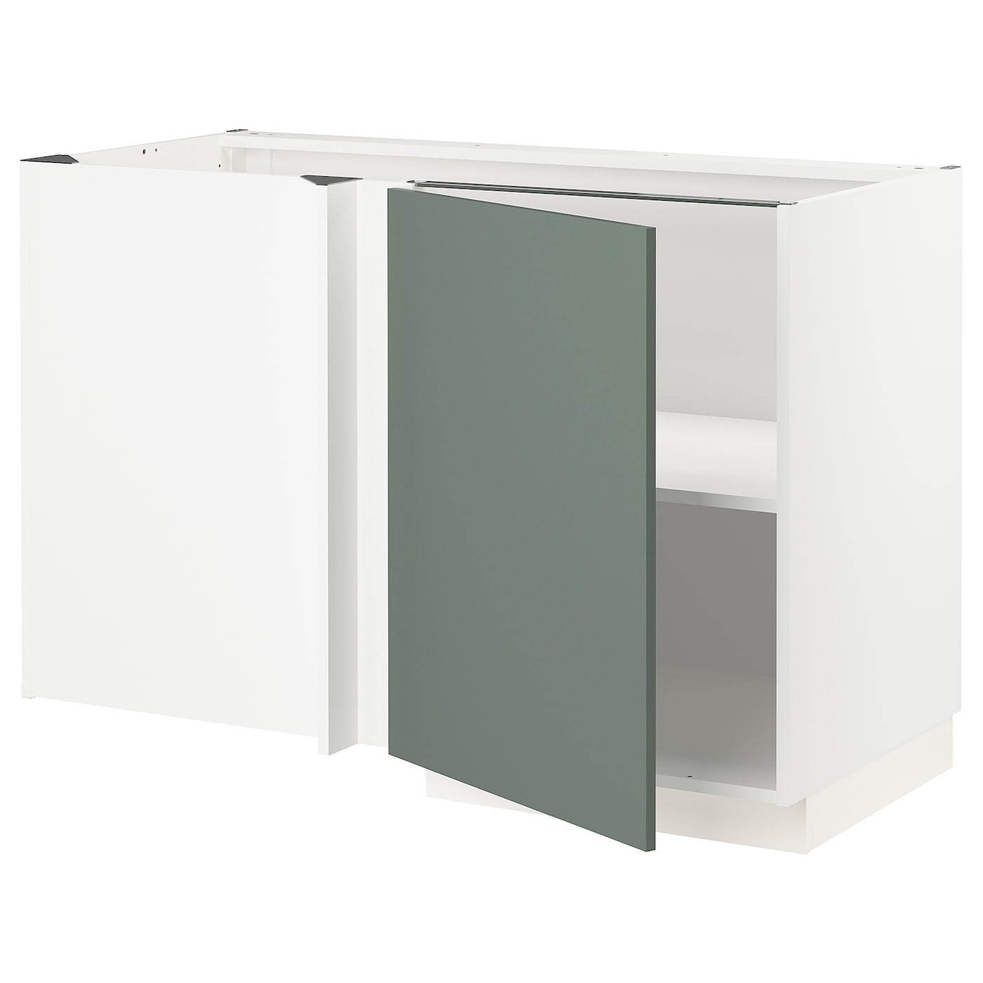 Угловой шкаф-тумба с полкой - IKEA METOD/МЕТОД ИКЕА, 128х68 см, белый/темно-зеленый