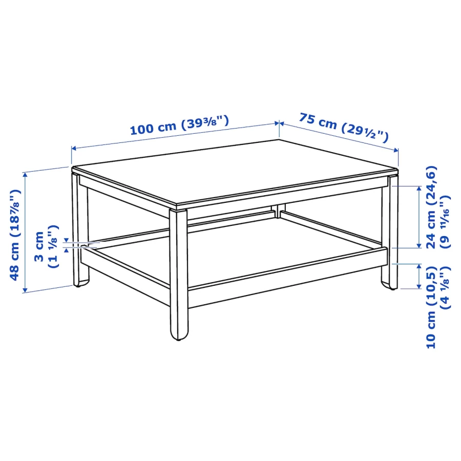Журнальный стол - HAVSTA  IKEA/ ХАВСТА ИКЕА, 100х48х75 см, белый (изображение №5)