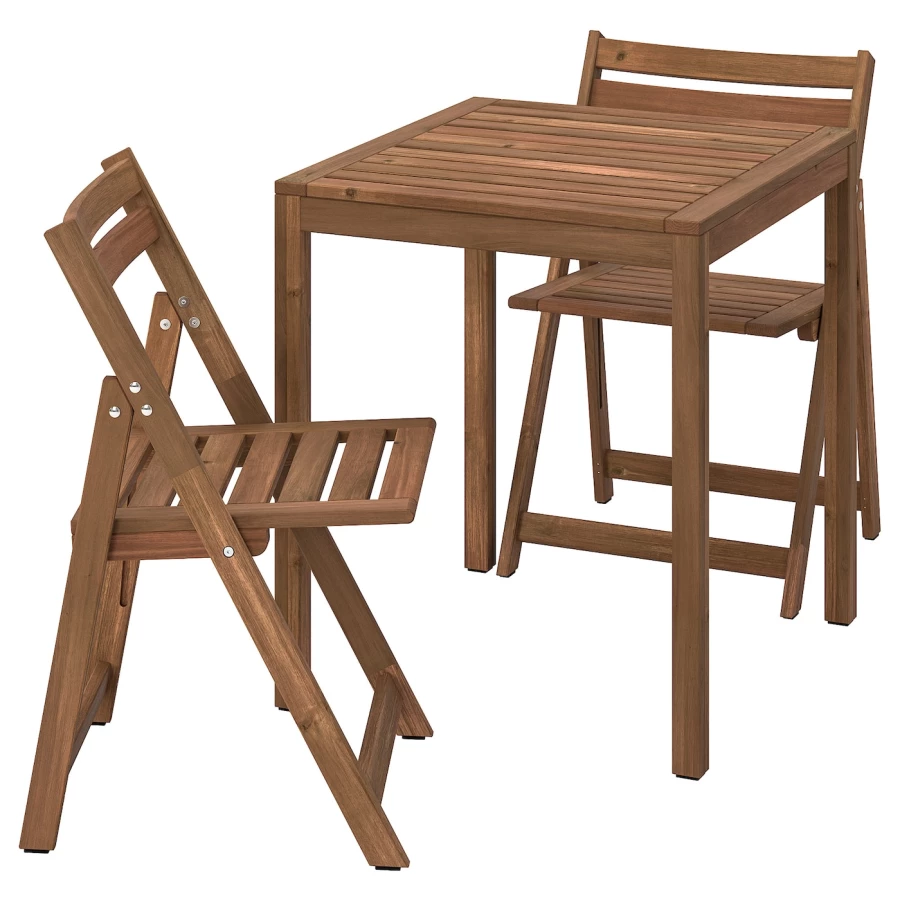 Садовый стол и 2 складных стула - NÄMMARÖ IKEA/ НАММАРО ИКЕА,44х44х7 см, коричневый (изображение №1)