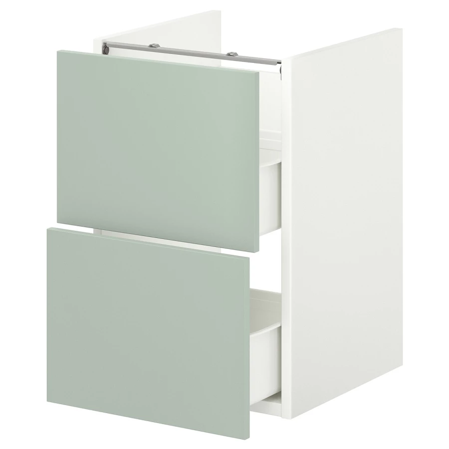 Шкаф под умывальник с 2 ящиками - ENHET IKEA/ЭНХЕТ ИКЕА, 60х40 см, белый/зеленый (изображение №1)