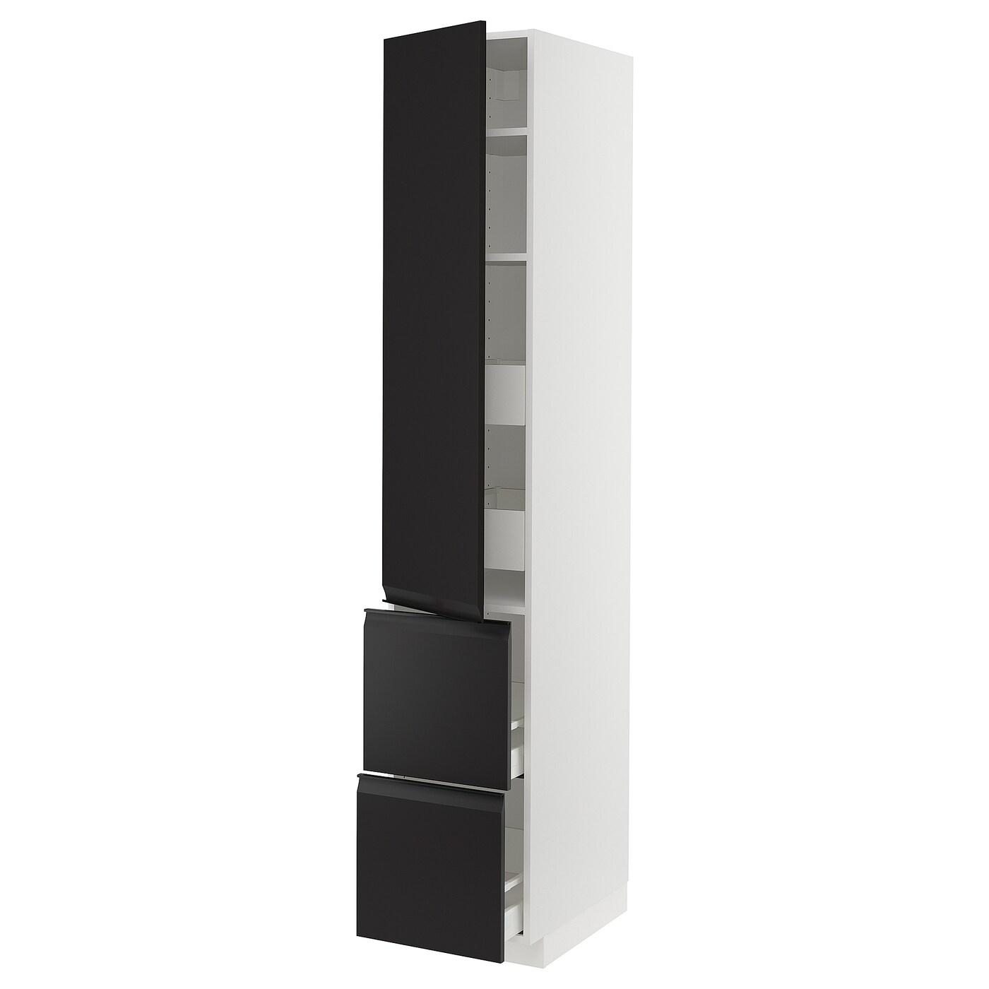Высокий шкаф - IKEA METOD/MAXIMERA/МЕТОД/МАКСИМЕРА ИКЕА, 220х60х40 см, черный/белый