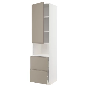 Высокий шкаф с ящиками - IKEA METOD/MAXIMERA/МЕТОД/МАКСИМЕРА ИКЕА, 240х60х60 см, белый/бежевый