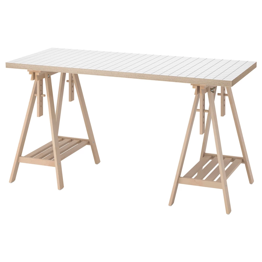 Письменный стол - IKEA LAGKAPTEN/MITTBACK, 140х60 см, белый антрацит/береза, ЛАГКАПТЕН/МИТТБАКК ИКЕА (изображение №1)