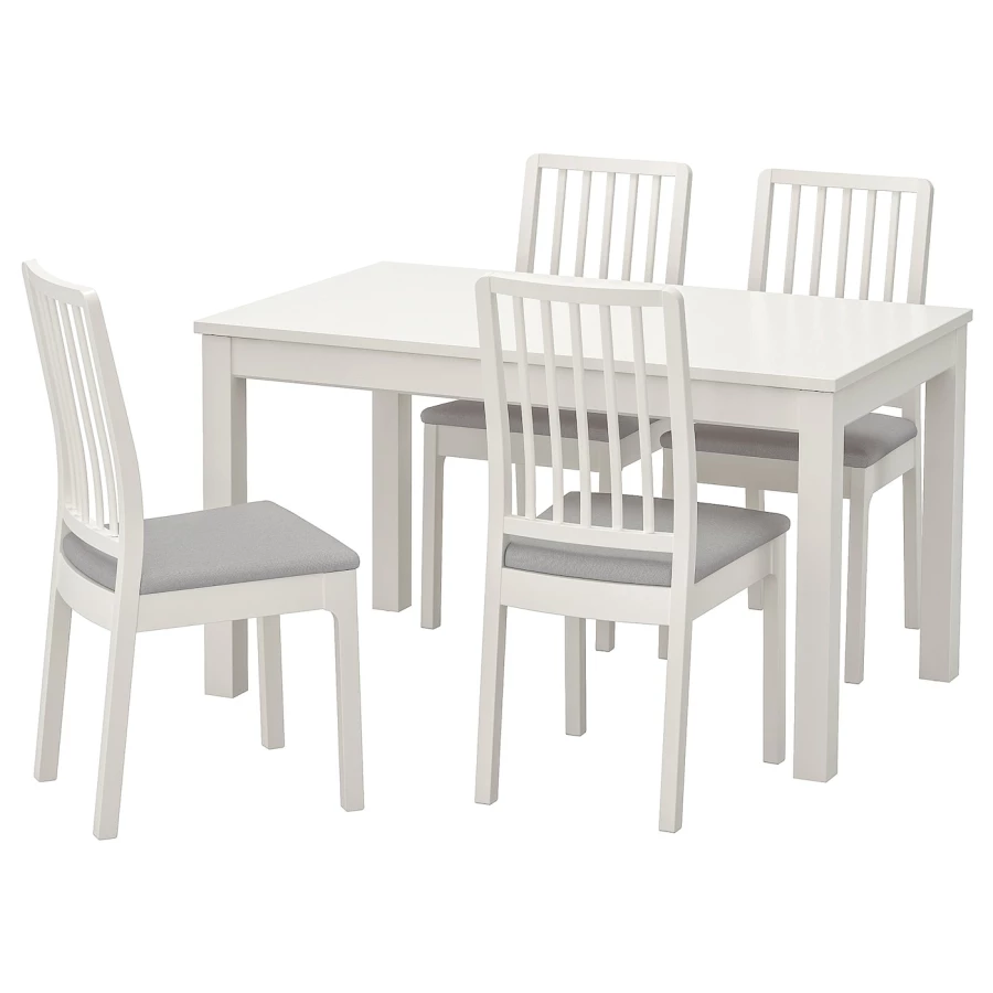 Стол и 4 стула - IKEA EKEDALEN/ЭКЕДАЛЕН ИКЕА, 120х180x80 см, белый/серый (изображение №1)