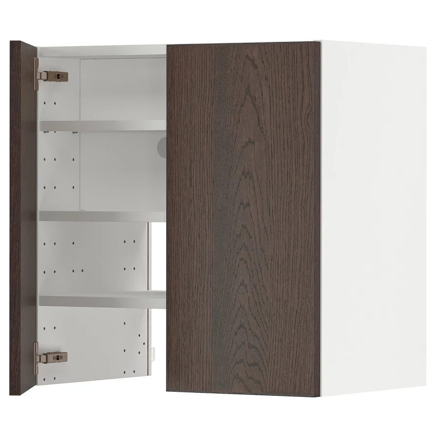 Навесной шкаф с полкой - METOD IKEA/ МЕТОД ИКЕА, 60х60 см, белый/коричневый (изображение №1)