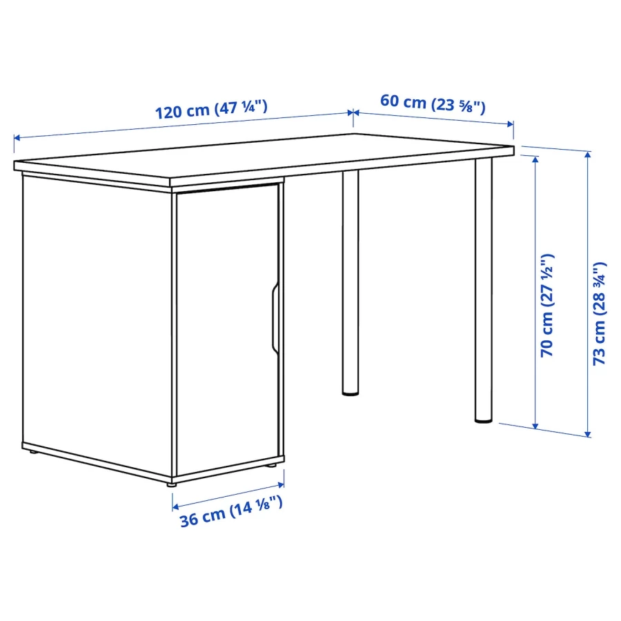 Письменный стол с ящиком - IKEA ALEX, 120x60 см, белый, АЛЕКС ИКЕА (изображение №6)