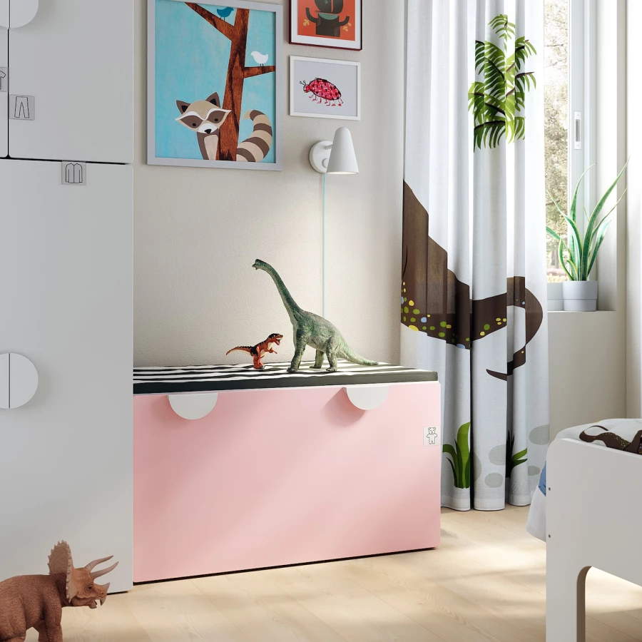 Шкаф детский - IKEA SMÅSTAD/SMASTAD, 90x50x48 см, белый/розовый, СМОСТАД ИКЕА (изображение №2)