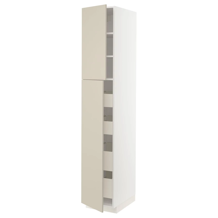 Высокий шкаф - IKEA METOD/MAXIMERA/МЕТОД/МАКСИМЕРА ИКЕА, 220х60х40 см, белый/бежевый (изображение №1)