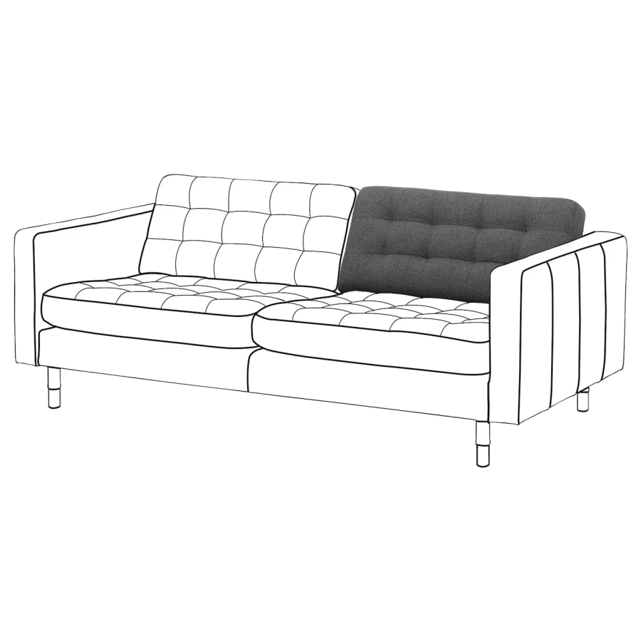 Подушка спинки 3-местного дивана - IKEA LANDSKRONA/ЛАНДСКРОНА ИКЕА, 40х16х92 см, черный (изображение №2)