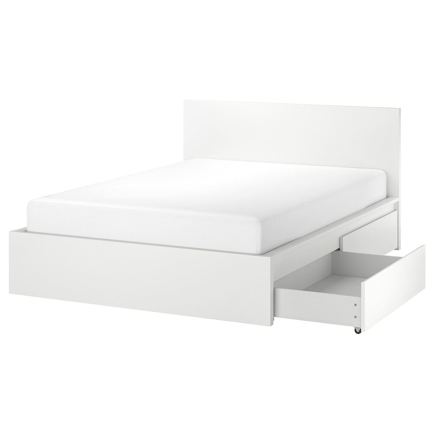 Каркас кровати с 4 ящиками для хранения - IKEA MALM, 200х140 см, белый, МАЛЬМ ИКЕА