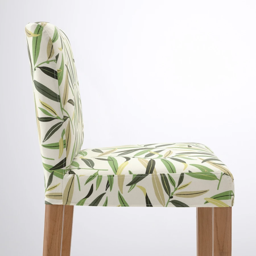 Барный стул со спинкой - BERGMUND IKEA/БЕРГМУНД ИКЕА, 97х45х48см, белый с рисунком (изображение №7)