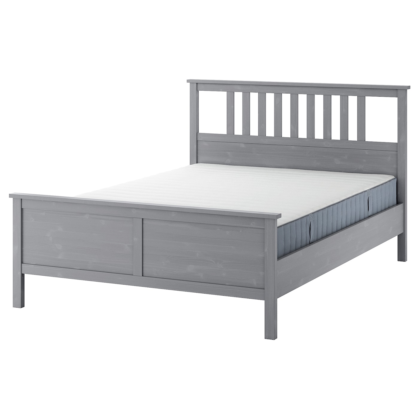 Кровать - IKEA HEMNES, 200х140 см, жесткий матрас, серый, ХЕМНЕС ИКЕА