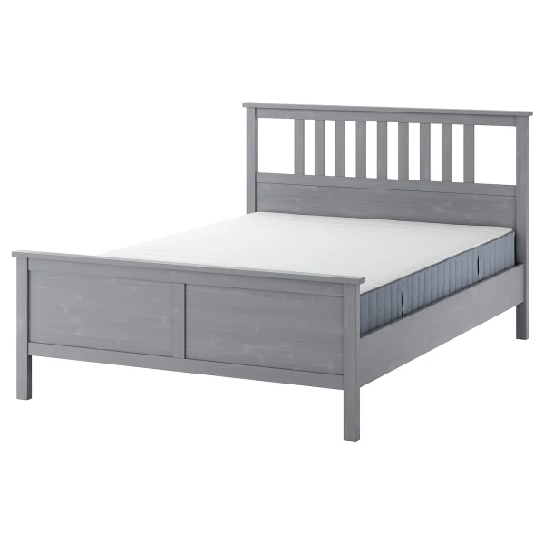 Кровать - IKEA HEMNES, 200х160 см, жесткий матрас, серый, ХЕМНЕС ИКЕА