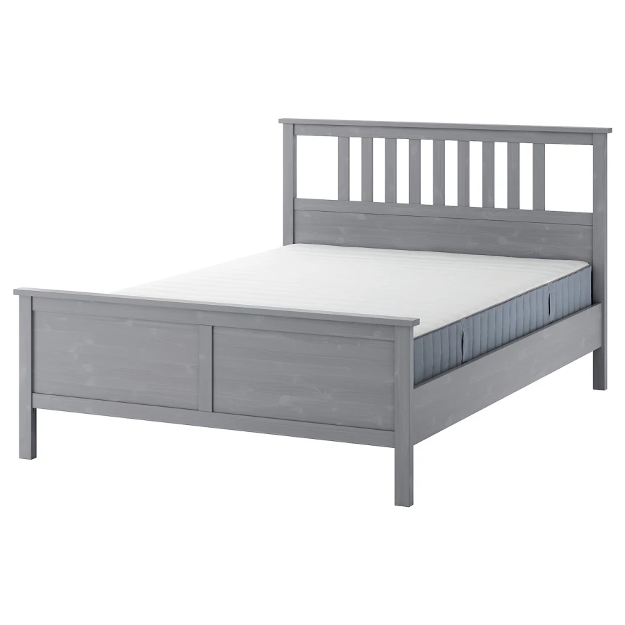 Кровать - IKEA HEMNES, 200х160 см, жесткий матрас, серый, ХЕМНЕС ИКЕА (изображение №1)