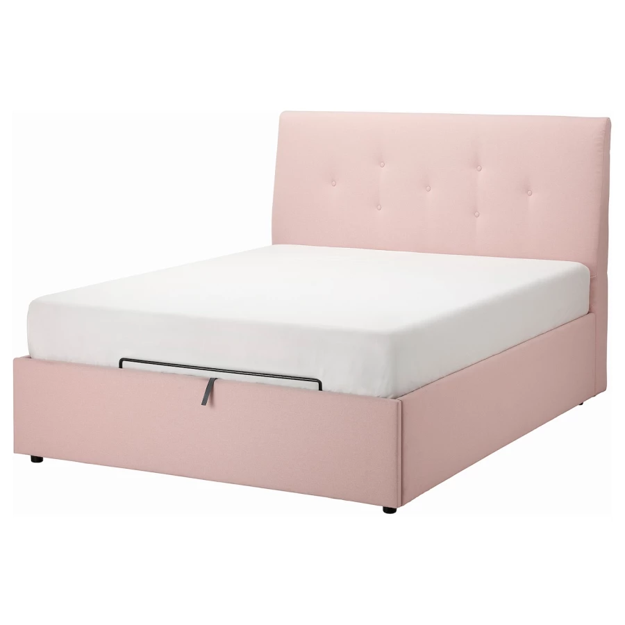 Кровать с местом для хранения  - IKEA IDANÄS/IDANAS, 200х140 см, бледно розовая, ИДАНЭС ИКЕА (изображение №1)