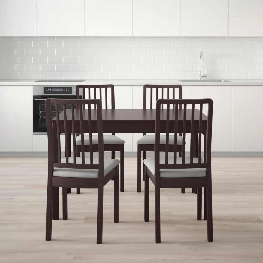 Стол и 4 стула - IKEA EKEDALEN /ЭКЕДАЛЕН ИКЕА, 120/180х80 см, темно-коричневый/серый (изображение №2)