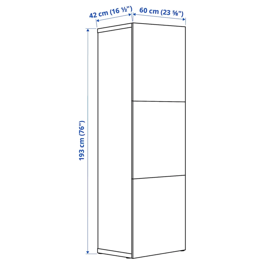 Шкаф - IKEA BESTÅ/BESTA/ БЕСТО ИКЕА, 60x42x193 см, коричневый (изображение №3)