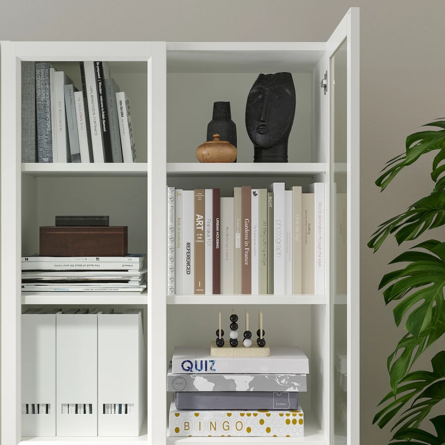 Книжный шкаф с дверцей - BILLY/OXBERG IKEA/ БИЛЛИ/ОКСБЕРГ ИКЕА, 42х80х202 см, белый (изображение №3)